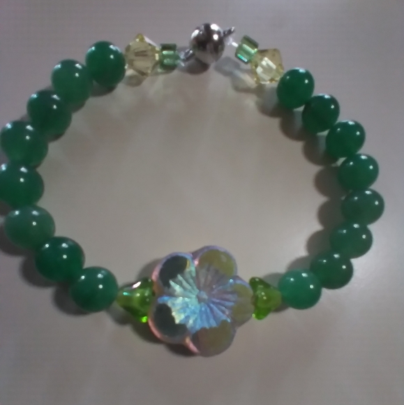 💎🎁 8" Boho Genuine Green Aventurine Flower 🌼 Bracelet 🙂 Magnetic Closure!💥 - Picture 9 of 14